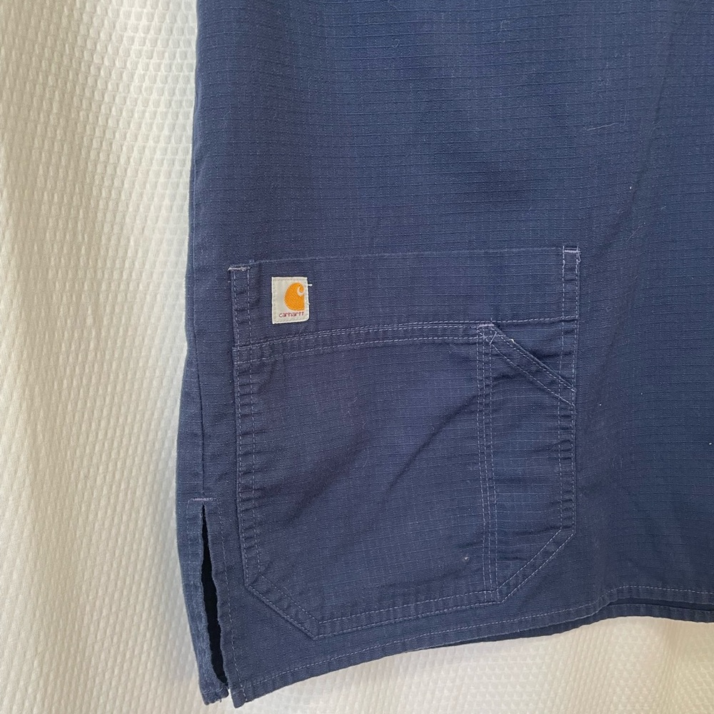 Carhartt Navy Blue V Neck Pocket Ripstop Yoke Scrub Top Size Small - Picture 6 of 9
